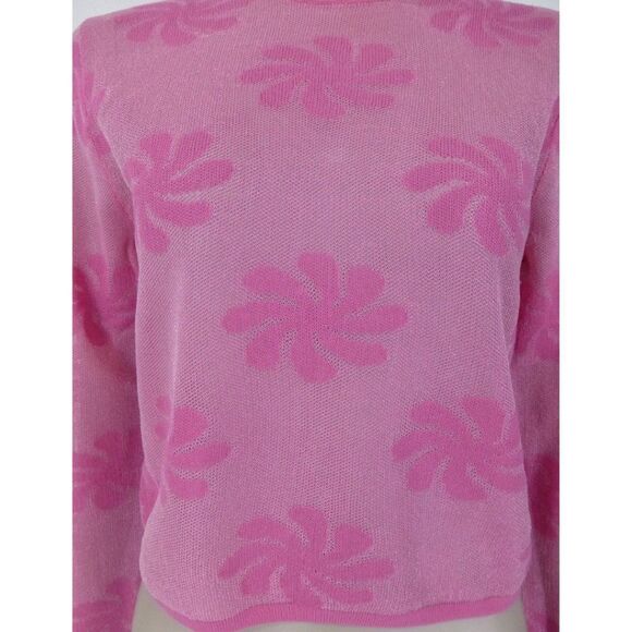 NWT Zara Pink Long Sleeve Sheer Floral Top - Picture 6 of 12